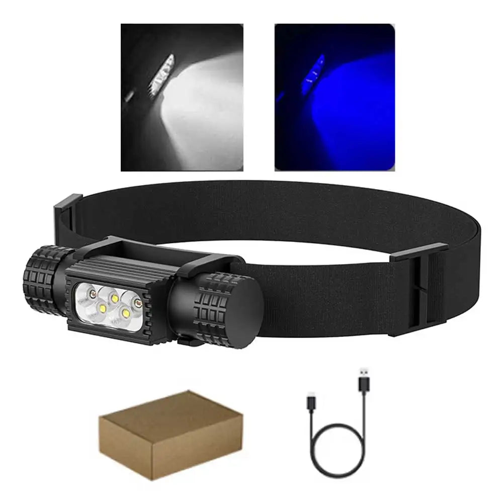 lampe frontale noire led charge usb rohs camping fishing moderne