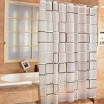 rideau douche géométrique semi transparent blanc noir gris moderne minimaliste métallique respectueux environnement