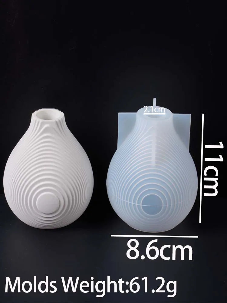 vases decoratifs silicone motifs concentriques gris blanc moderne minimaliste