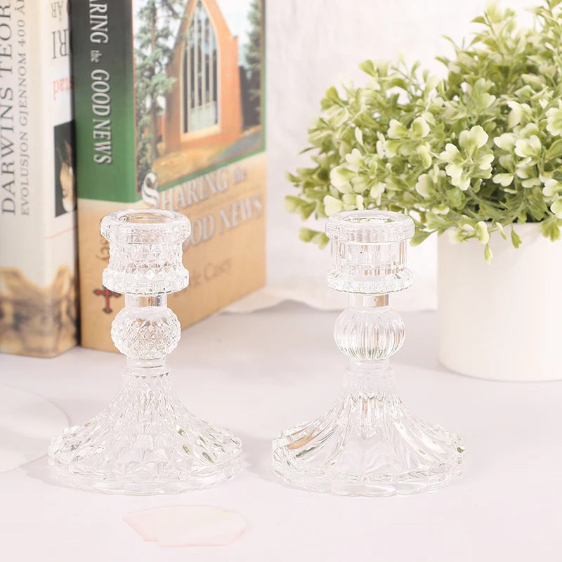 bougeoirs vintage verre transparent motifs ronds classiques élégant décoration intérieure mariage
