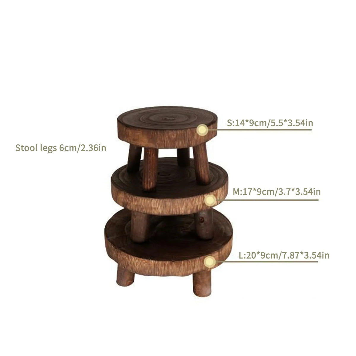 tabouret bois naturel rustique trois tailles modernes patio jardin support plantes