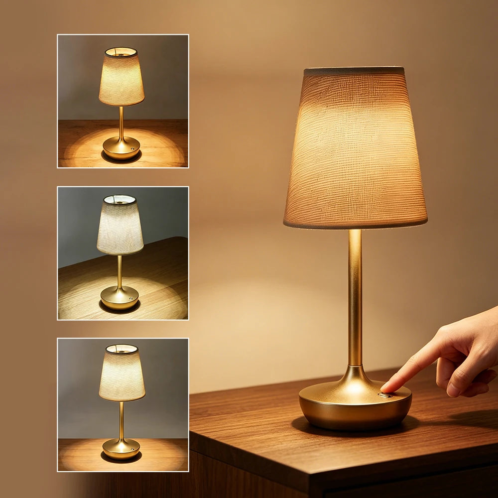 lampe table portable or abatjour tissu tactile moderne rechargeable chambre coucher