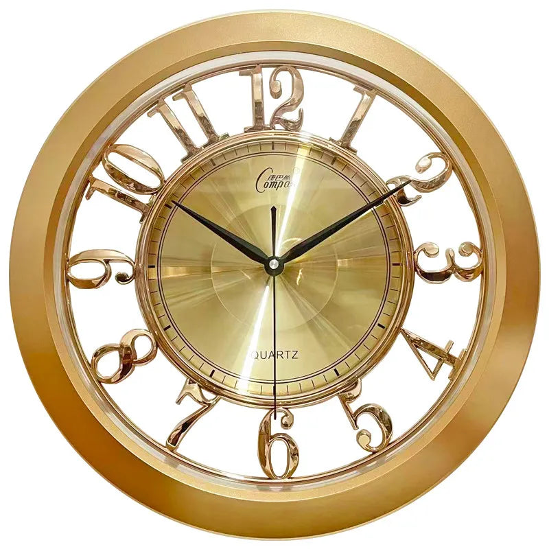 horloge murale quartz transparente classique noir doré argenté chiffres romains cadran quadrillé sans fixation