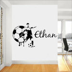 Autocollant mural football personnalisé pour chambre de garçon en couleur bleu