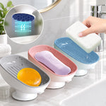 support savon moderne plastique gris rose bleu égouttoir éponge savonnette posable suction