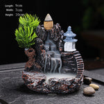 décoration zen fontaine cascade relief rocher lanterne animaux naturelle japonaise salon
