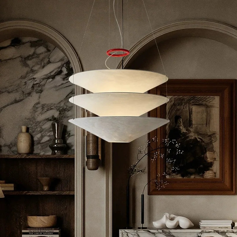 suspension lumineuse papier moderne blanc texture organique 4000k 3000k chambre salon restaurant