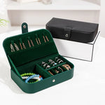 boîte bijoux simili cuir noir vert moderne organisation bijoux colliers bagues boucles doreilles cadeau