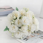 Bouquet artificiel coquelicot feuilles vertes mariage décoration intérieure vase bleu rose orange blanc vert