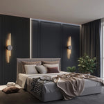applique murale moderne minimaliste noir doré barres verticales éclairage chambre étude entrée led fixée