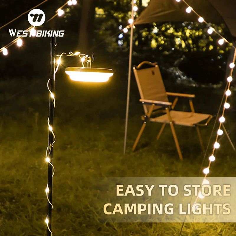 guirlandes lumineuses camping décoratives jaune blanc torsadées ipx4 étanches led 10m