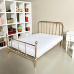 lit poupée rétro or blanc vintage fer forgé mini chambre 112 draps