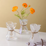 vase verre transparent moderne ruban jute pot fleur terrarium décoration table hydroponique artisanat