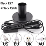 socle e27 argenté câble 1m8 interrupteur moderne lampe vis certification