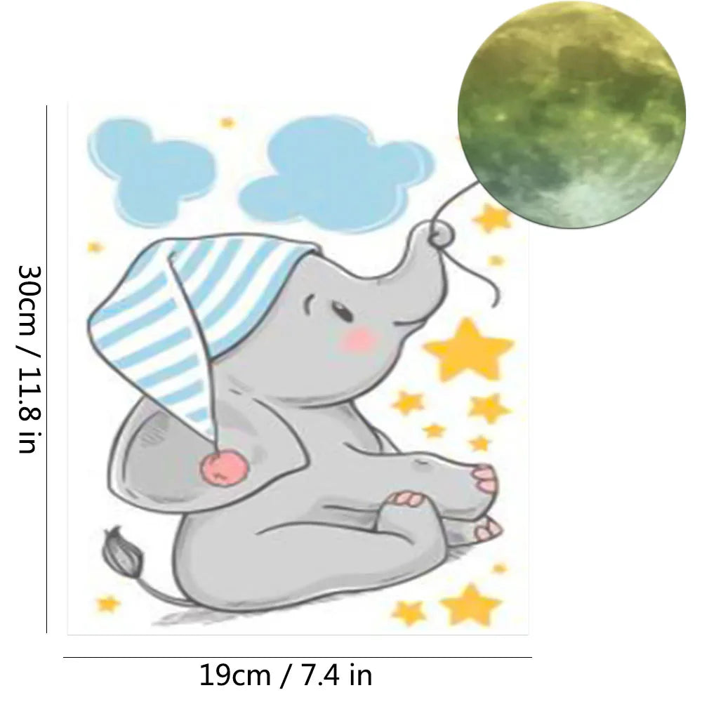 stickers muraux décoratifs enfants nuages lune étoiles arc ciel cœurs phosphorescents opaques animateurs