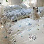 ensemble literie floral ours chien canard doux enfantin machine laver blanc rose bleuclair