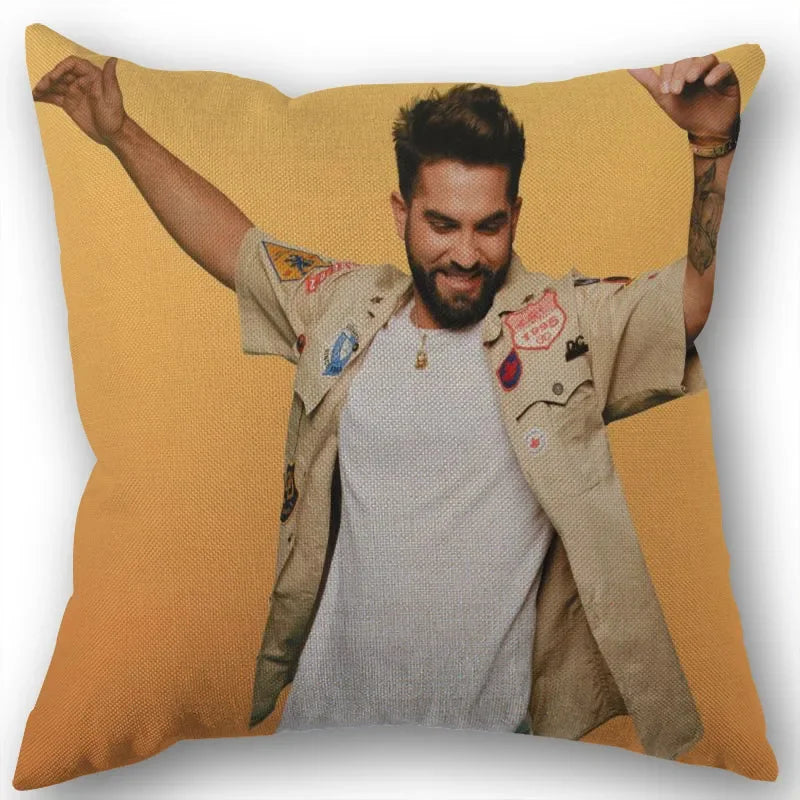 taie d'oreiller carrée 45x45cm moderne motif Kendji Girac imprimé uni côté opaque polyester