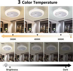 ventilateur led éclairage blanc moderne télécommande gradation couleurs timer contemporain