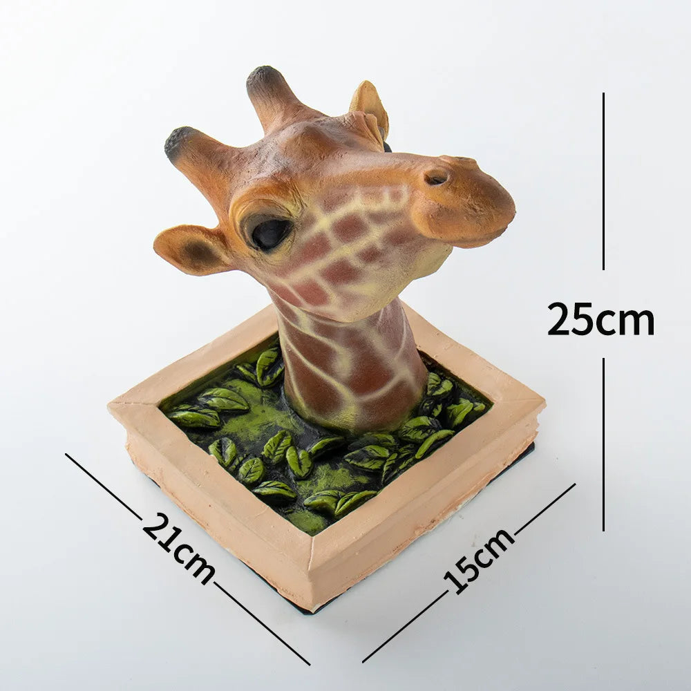 décoration murale tête girafe réaliste animaux compagnie maison artifice plastiqueOpaque motifs peau feuilles vertes