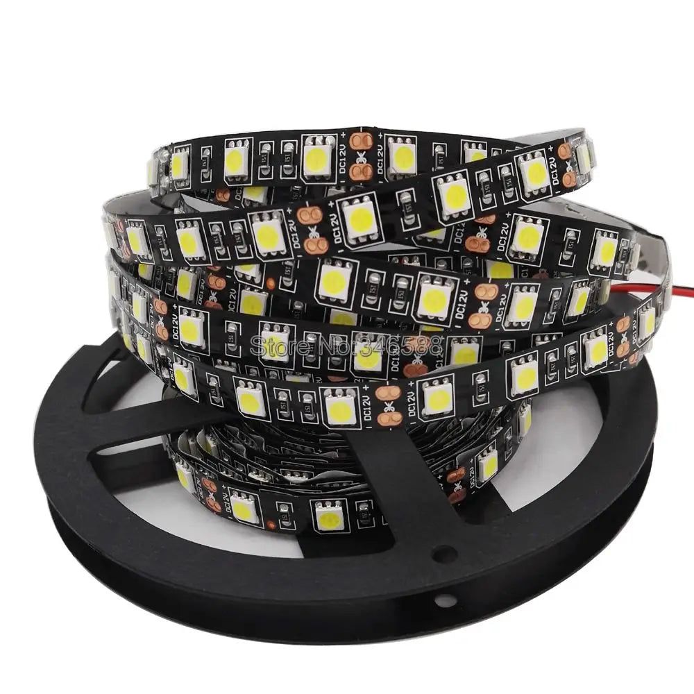 ruban led smd 5050 5m rgbw ip65 noir adhésif 60ledsmètre moderne connecteur troisbroches