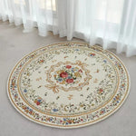 tapis rond décoratif classique motif floral broderie intérieur salon maison doux antidérapant