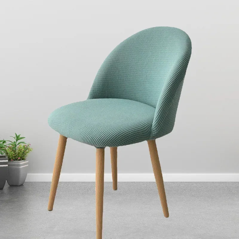 chaise moderne tissu rayures verticales orange beige bleu jaune gris pieds bois
