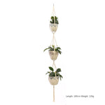 support plante suspendue macramé blanc artisanal anneaux métalliques pot inclusion 90cm 105cm 155cm