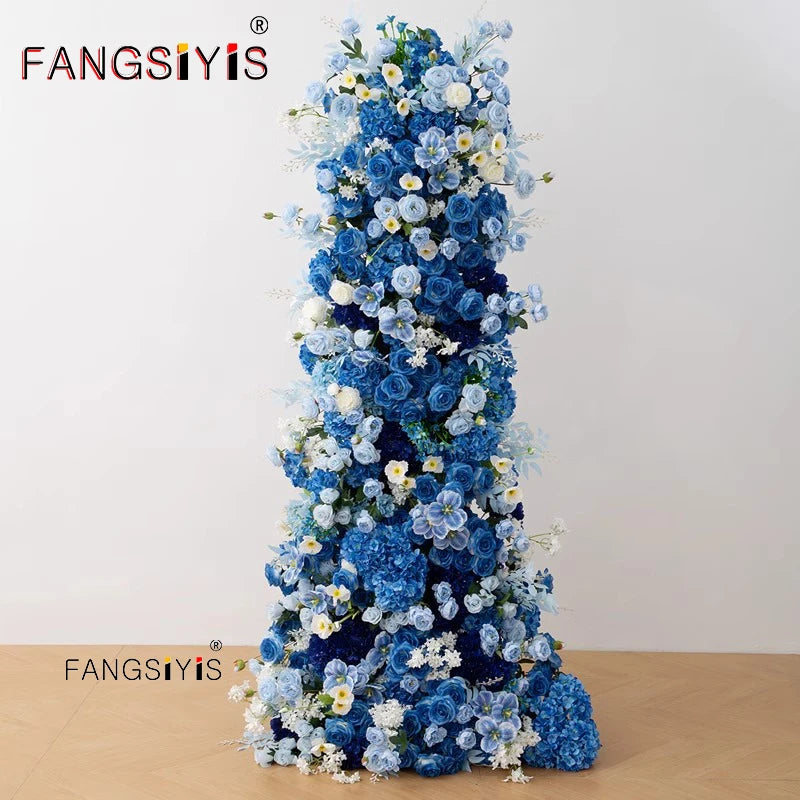 arche décorative fleurs artificielles bleu blanc extérieur intérieur décoration maison événement