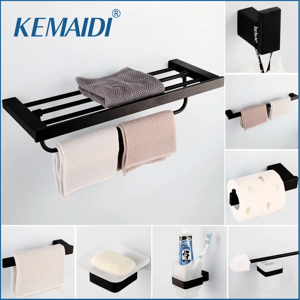 accessoires salle bain noir moderne ensemble porte serviettes papier toilette brosse dents móc cosmétiques