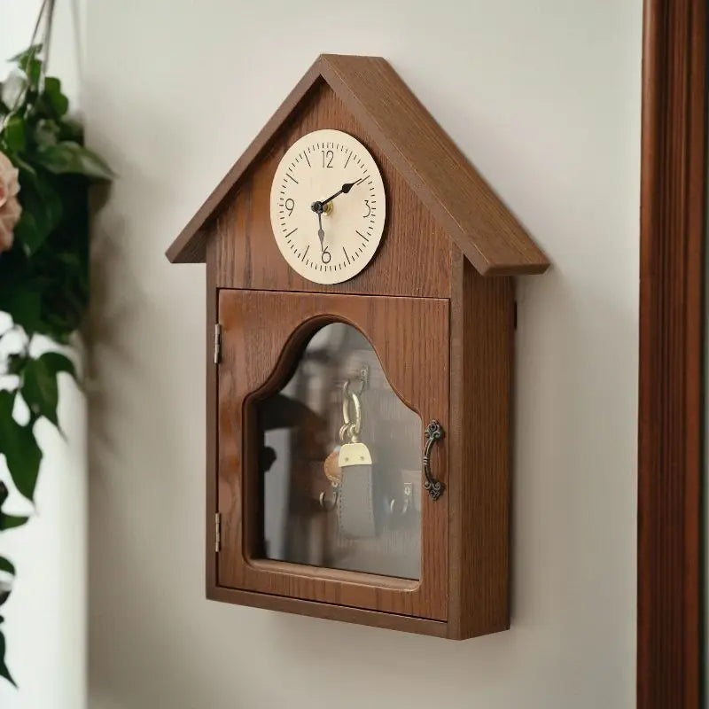 décoration murale bois rustique horloge miroir porte clés animaux plantes vintage