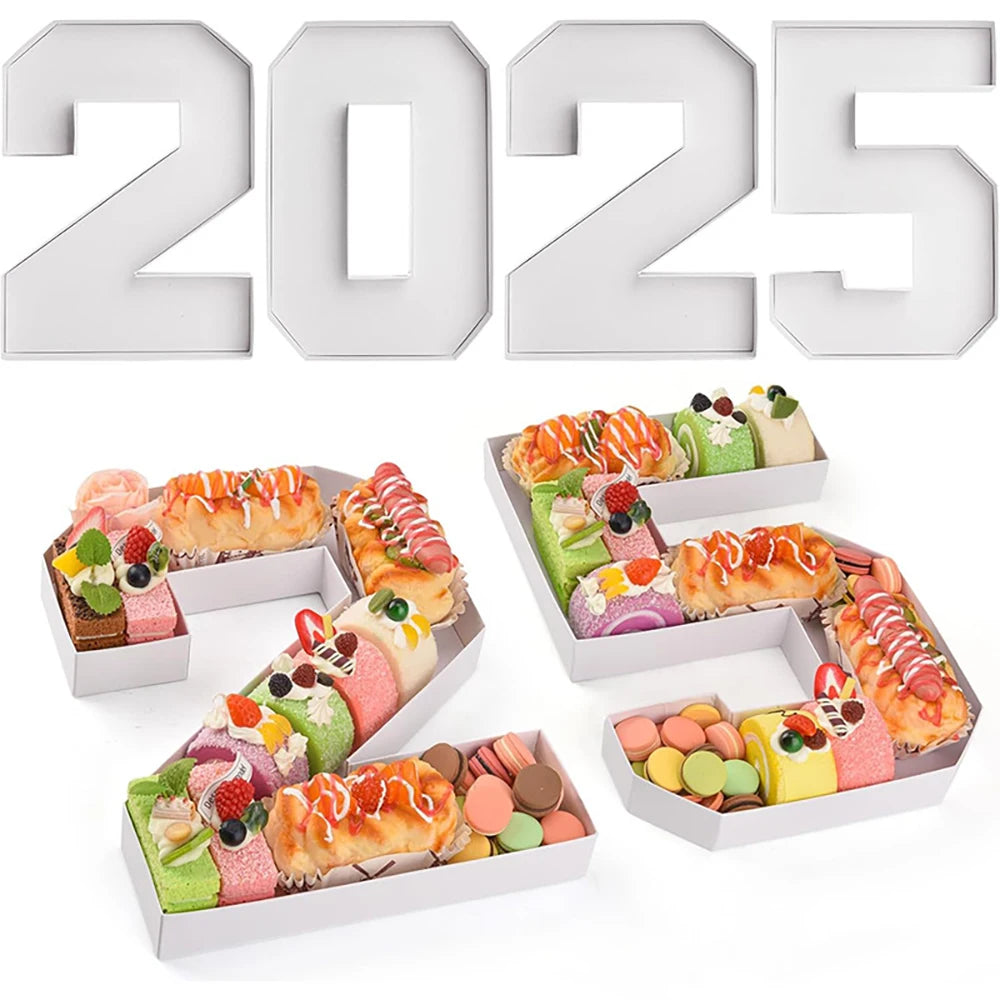 boîtes sucreries carton blanc numéros 2025 2024 modernes minimaliste anniversaire fête