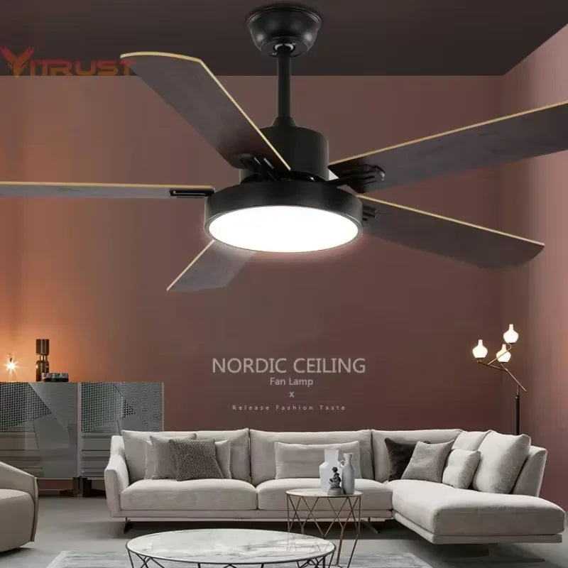 ventilateur lampe led blanc bois moderne télécommande 42 pouces minimalisteintérieur