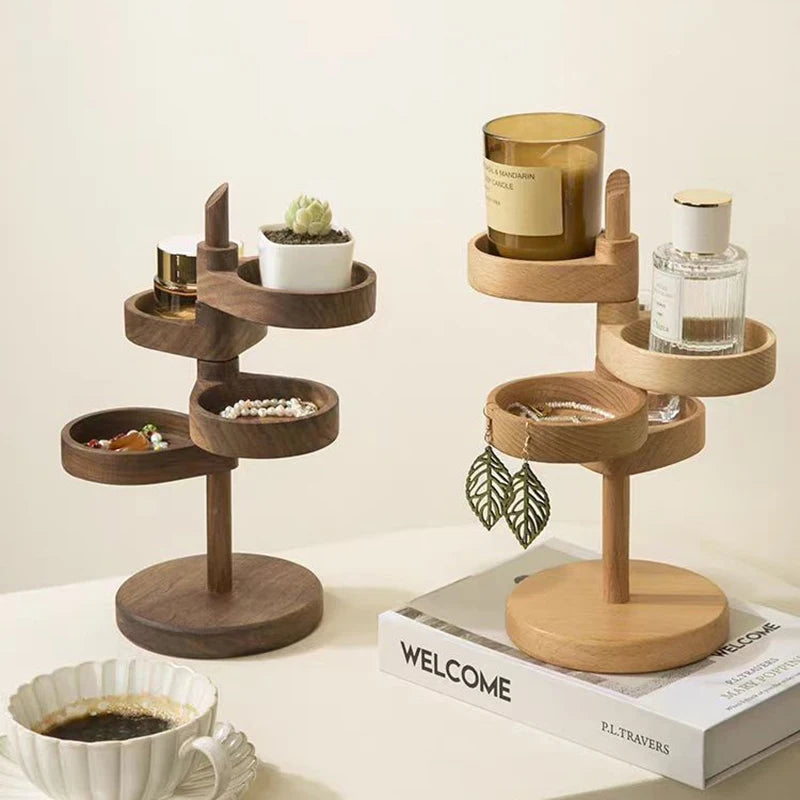 support rangement bois naturel moderne bijoux porte clés montre parfum minimaliste clips métalliques