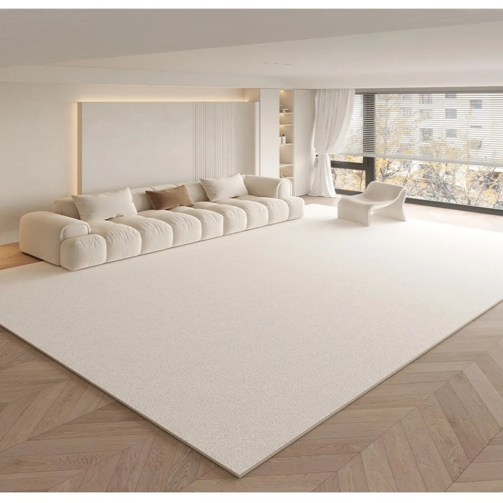 tapis moderne beige clair salon doux antidérapant non slip décoration maison chambre qualité polyester