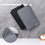 tapis drainage silicone gris moderne rayures horizontales antidérapant cuisine vaisselle séchage large medium small
