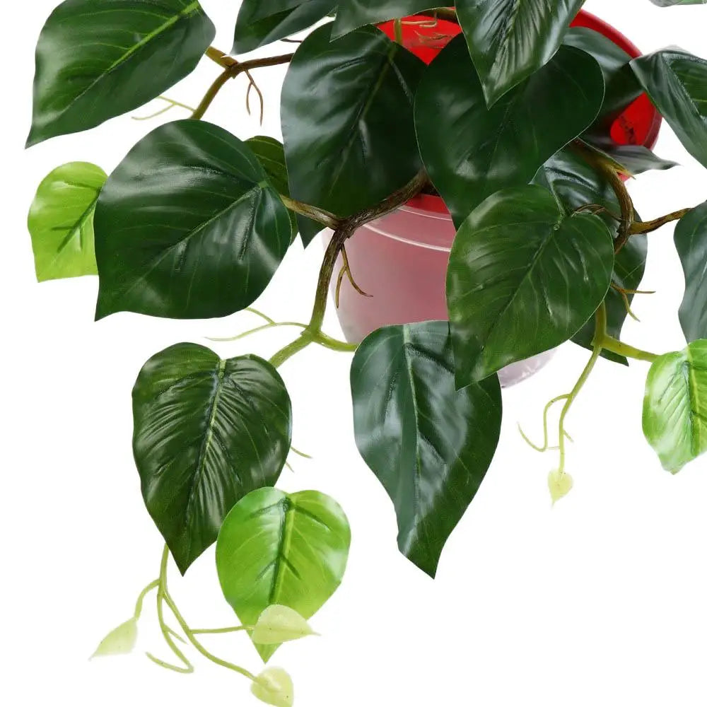 plante artificielle feuilles vertes moderne pot rouge extérieur intérieur décoration