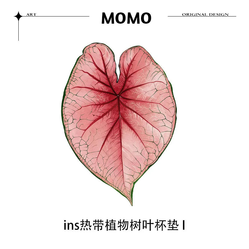coasters feuilles tropicales vert blanc rose moderne respectueux environnement set 4pcs 5pcs
