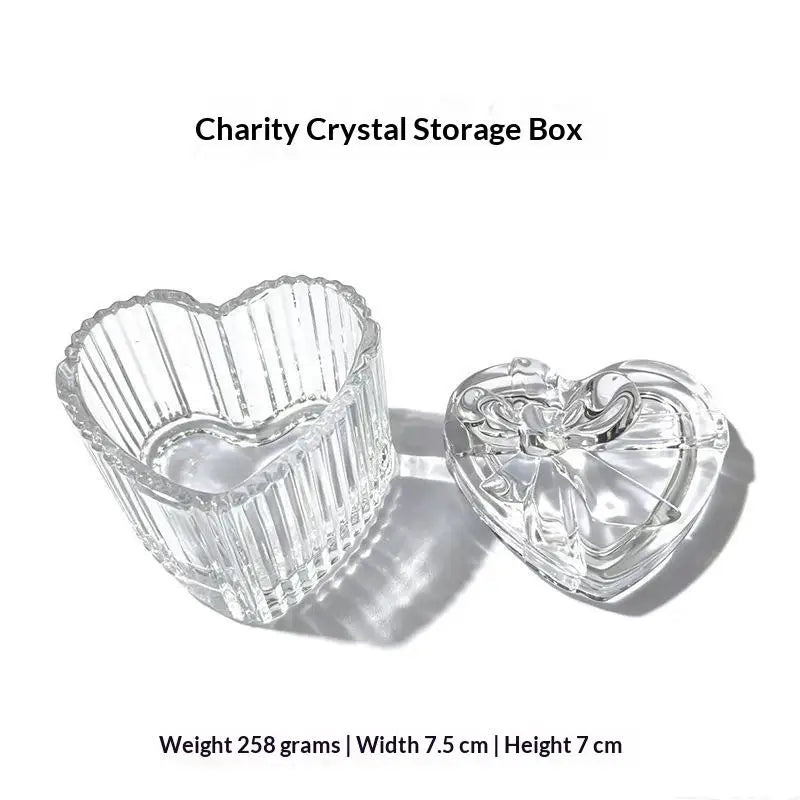 boîte bijoux transparente rayures verticales classique forme cœur couvercle noeud.storage