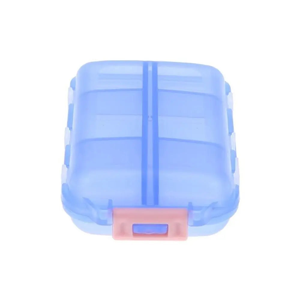 boîte rangement pilules compartiments portative blanc rose gris bleu clips pratique compact plastique mat