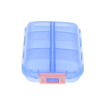 boîte rangement pilules compartiments portative blanc rose gris bleu clips pratique compact plastique mat