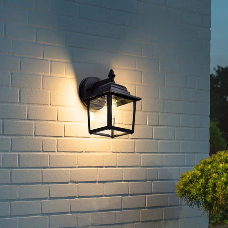 lampe murale noire classique verre trempé transparent éclairage industriel fixe led 85265v hydrofuge