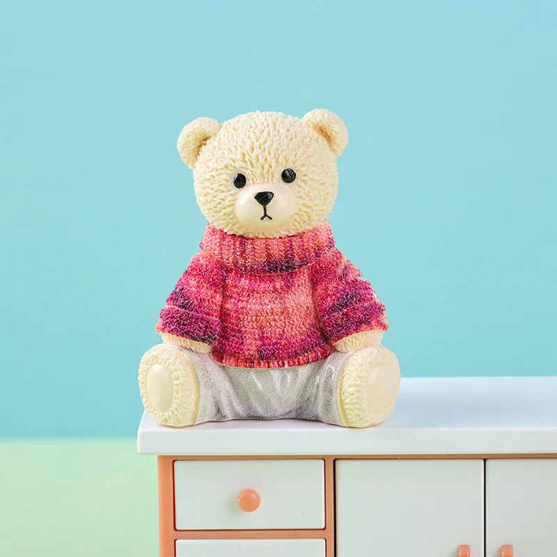 figurine résine ours peluche moderne détaillée couleur multiple décoration jardin anniversaire accessoire diy