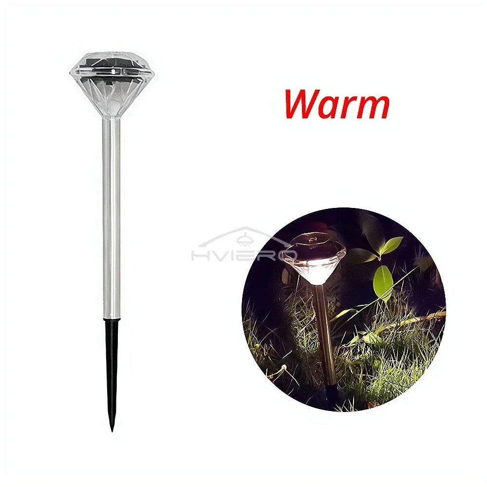 lampe jardin solaire diamant moderne blanc ip65 led étanche ambiance nocturne décorationextérieur