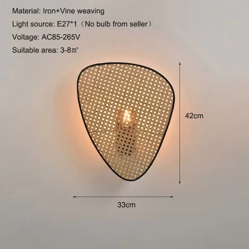 lampe murale moderne marron clair tissu naturel tressé rustique éclairage chambre coucher étude