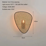 lampe murale moderne marron clair tissu naturel tressé rustique éclairage chambre coucher étude
