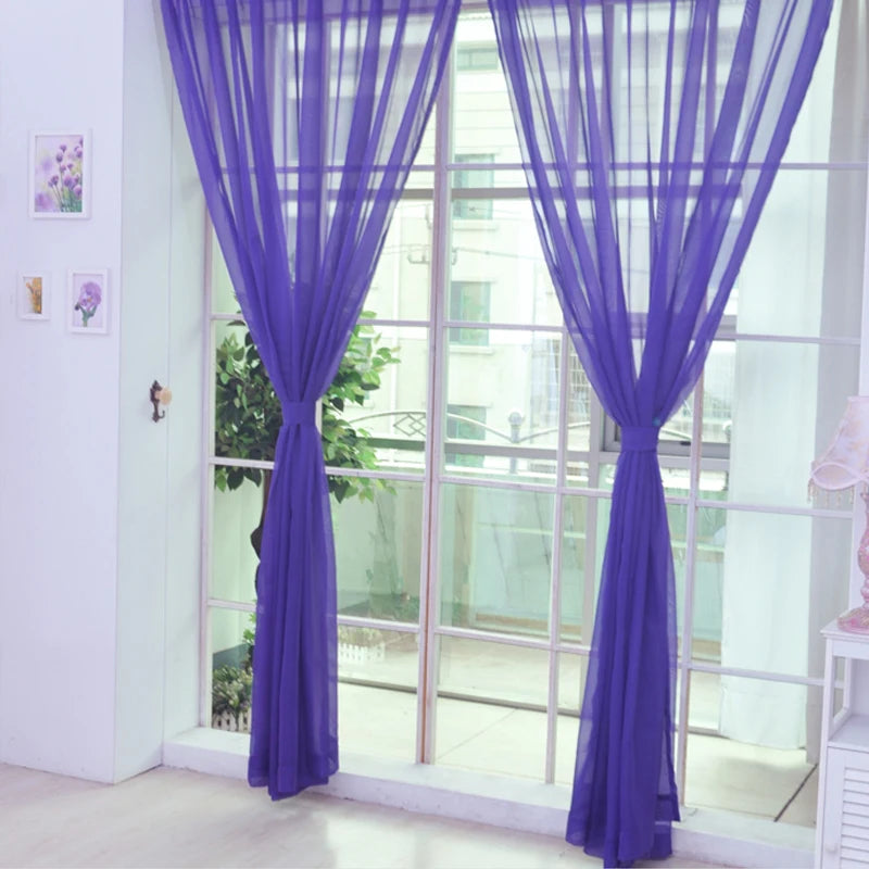 rideaux tulle transparent polyester couleur unie moderne plissé verticalement transparent décoration chambre salon
