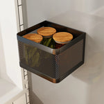panier rangement noir blanc maille fine adhésif moderne minimaliste pots couvercle bambou