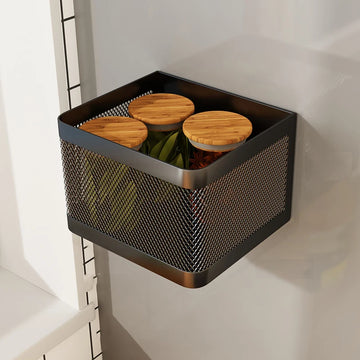 panier rangement noir blanc maille fine adhésif moderne minimaliste pots couvercle bambou