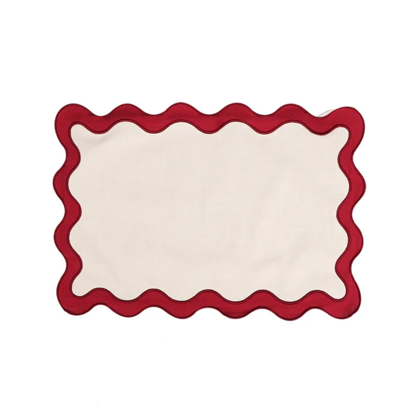 serviette table coton brodée bordure ondulée moderne décoration banquet mariage