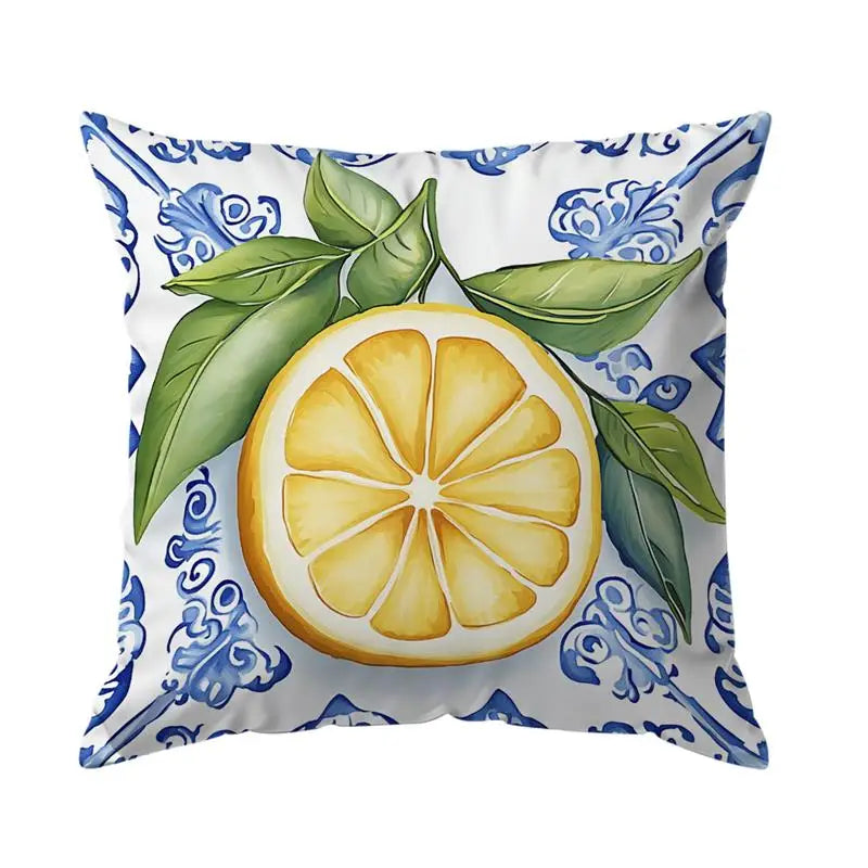 taies d'oreiller polyester citron vintage naturel fleurs blanches couleurs vives décoration maison jacinthe